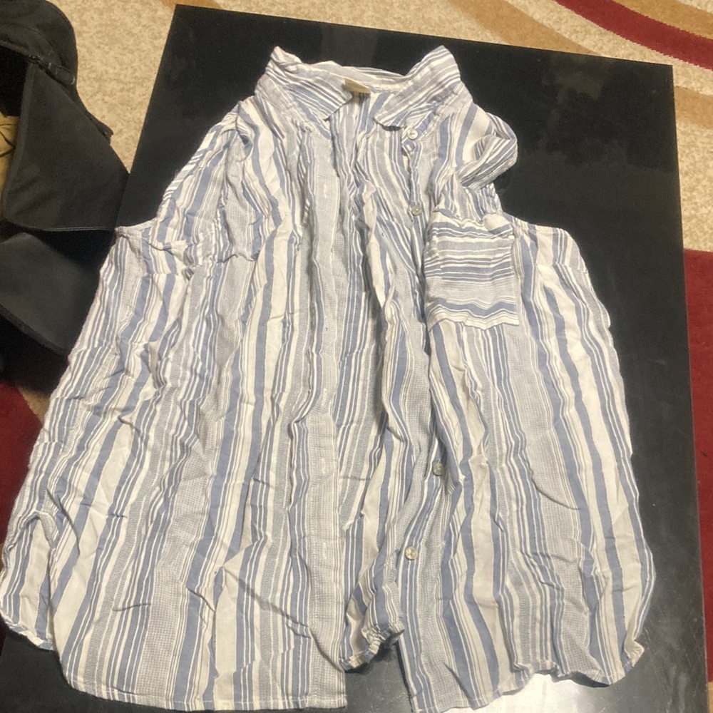 Faded Glory Blue and White Striped Top